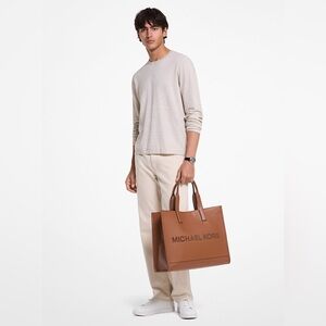 Michael Kors Copper Logo Embossed Pebbled Leather Tote Bag - EUC